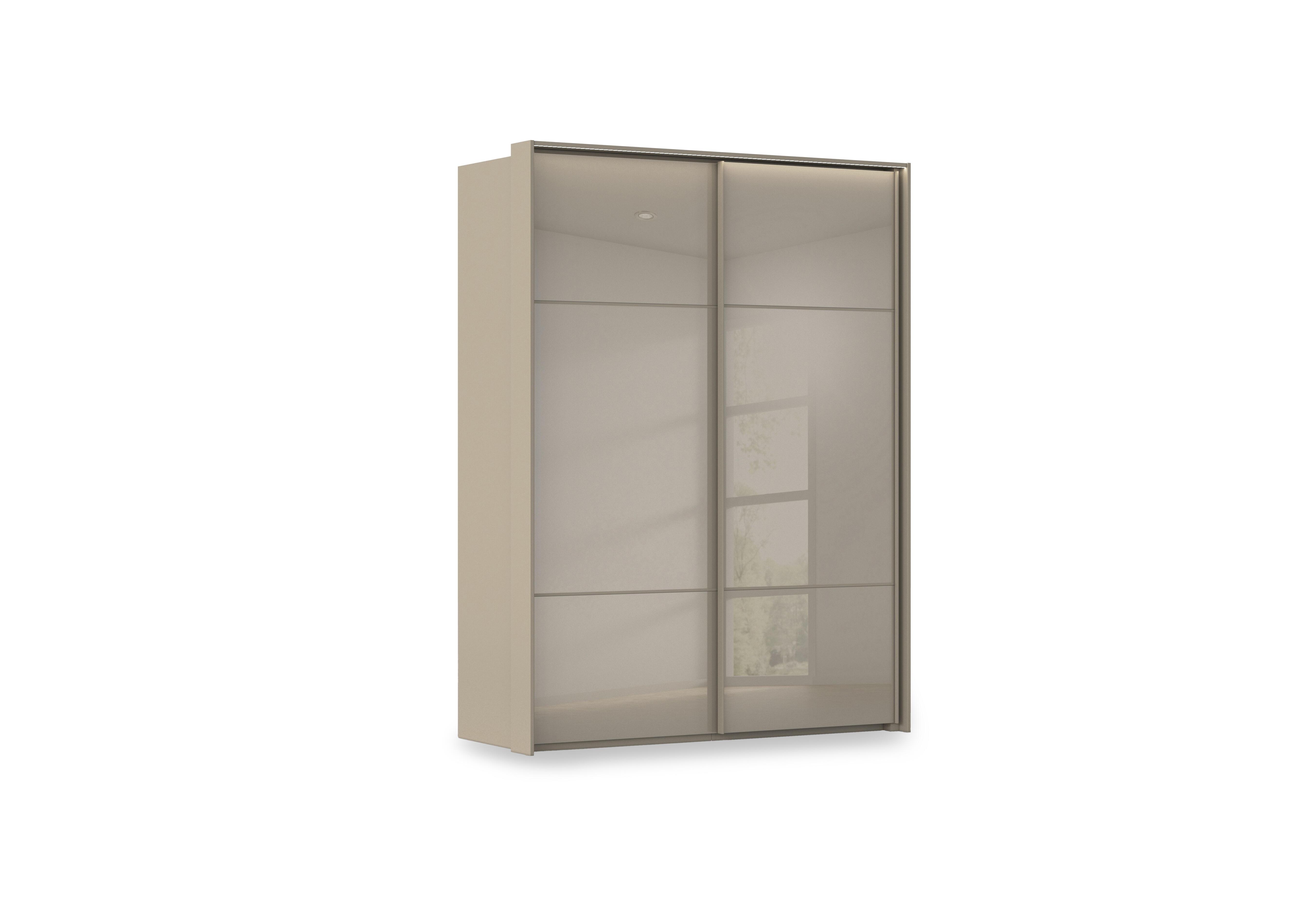 Haven 170cm 2 Door Slider Wardrobe with Glass Doors and Lights in Afg4l  Fango Fango Glass Front on Furniture Village